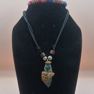 Unisex Adjustable Natural Stone Powerful Shaman Hand Necklace